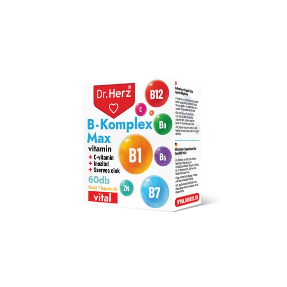 Dr. Herz B-Komplex Max+C-vitamin+Inozitol+Szerves Cink 60 db kapszula
